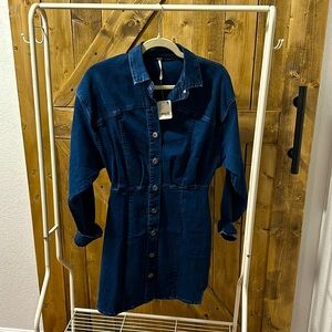 Amber Denim Dress in Dark Indigo, Free People NWT, size 2